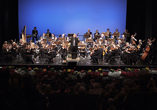 Das Symphonieorchester des Oberbergischen Kreises w&auml;hrend eines Konzertes im Theater der Stadt Gummersbach (Foto: Symphonieorchester)