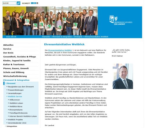 Die neue Seite ist auf www.obk.de in der Kategorie "Ehrenamt und Integration" angesiedelt. (Screenshot: OBK)
