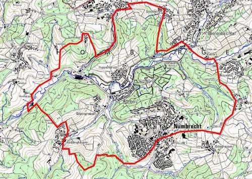 Begrenzung des Sperrbezirks Homburg-Bröl