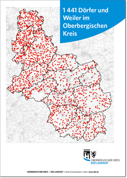Karte Dörfer und Weiler im Oberbergischen Kreis Karte Dörfer im Oberbergischen Kreis