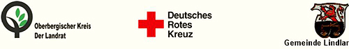 Logos des Oberbergischen Kreises, des Deutschen Roten Kreuzes und der Gemeinde Lindlar