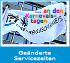 Logo Geänderte Servicezeiten an den Karnevalstagen