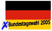 Abbildung zeigt als Logo die Flagge der BRD (schwarz-rot-gold) mit Schriftzug Bundestagswahl 2005