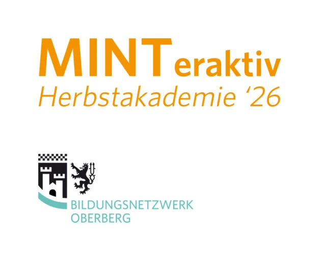 Schriftzug MINTeraktiv 2026 mit Logo Bildungsnetzwerk Oberberg