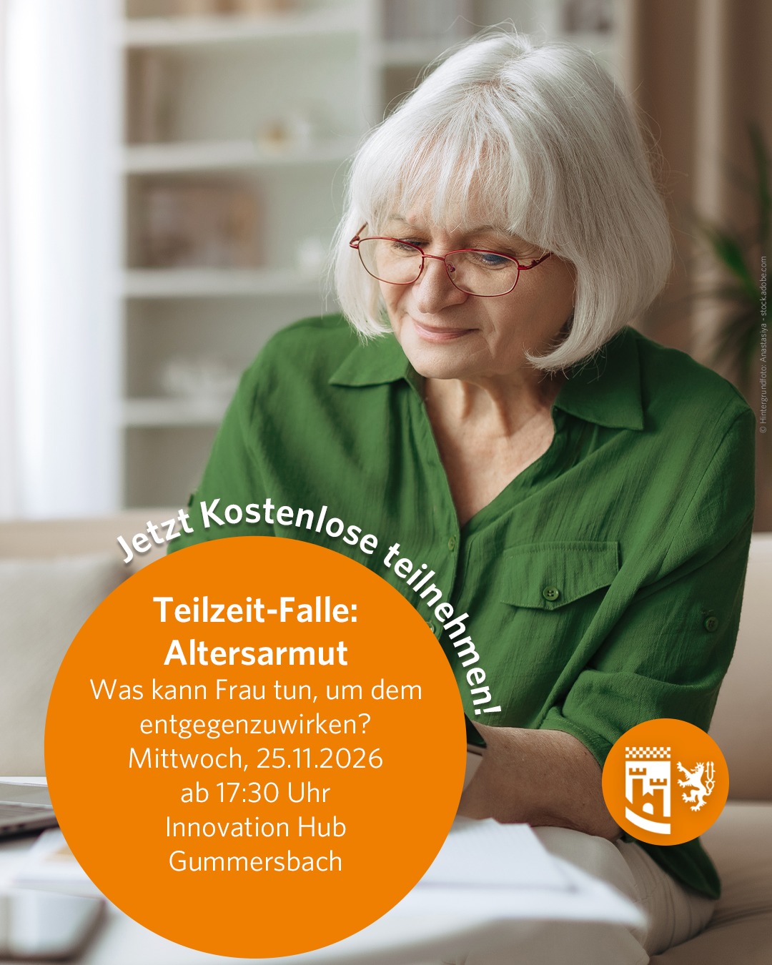 Für viele Frauen ist Teilzeit ein wichtiger Baustein, um Familie und Beruf zu vereinbaren. Gleichzeitig kann eine langfristige Teilzeitbeschäftigung Auswirkungen auf das Einkommen, die berufliche Entwicklung und die finanzielle Absicherung im Alter haben. Wie lässt sich dieser Spagat gestalten? 

Um diese Frage dreht sich die kostenfreie Veranstaltung „Teilzeit-Falle Altersarmut – Was kann Frau tun, um dem zu entgehen?“ 

📆Mittwoch, 25. November 2026
🕠ab 17:30 Uhr 
📍Innovation Hub Gummersbach

Neben einem Impulsvortrag von Ruth Schüler vom Institut der deutschen Wirtschaft werden Good-Practice-Beispiele, Qualifizierungs- und Fördermöglichkeiten sowie unterschiedliche Perspektiven aus Wissenschaft und Praxis beleuchtet. An Thementischen haben die Teilnehmerinnen außerdem die Möglichkeit, individuelle Fragen zu klären und sich zu passenden Angeboten und Anlaufstellen auszutauschen. 

‼️Anmeldungen bis zum 20. November an nicole.breidenbach@obk.de

#oberbergischerkreis #oberberg #meinschönsterlandkreis #obk #oberbergisch #oberbergischesland #kreisverwaltung #bergischesland #veranstaltung #beruf #wirtschaft #wirtschaftsförderung #jobsuche #selbstständigkeit #gründer #jungunternehmer #unternehmen #job #workandlife #fortbildung