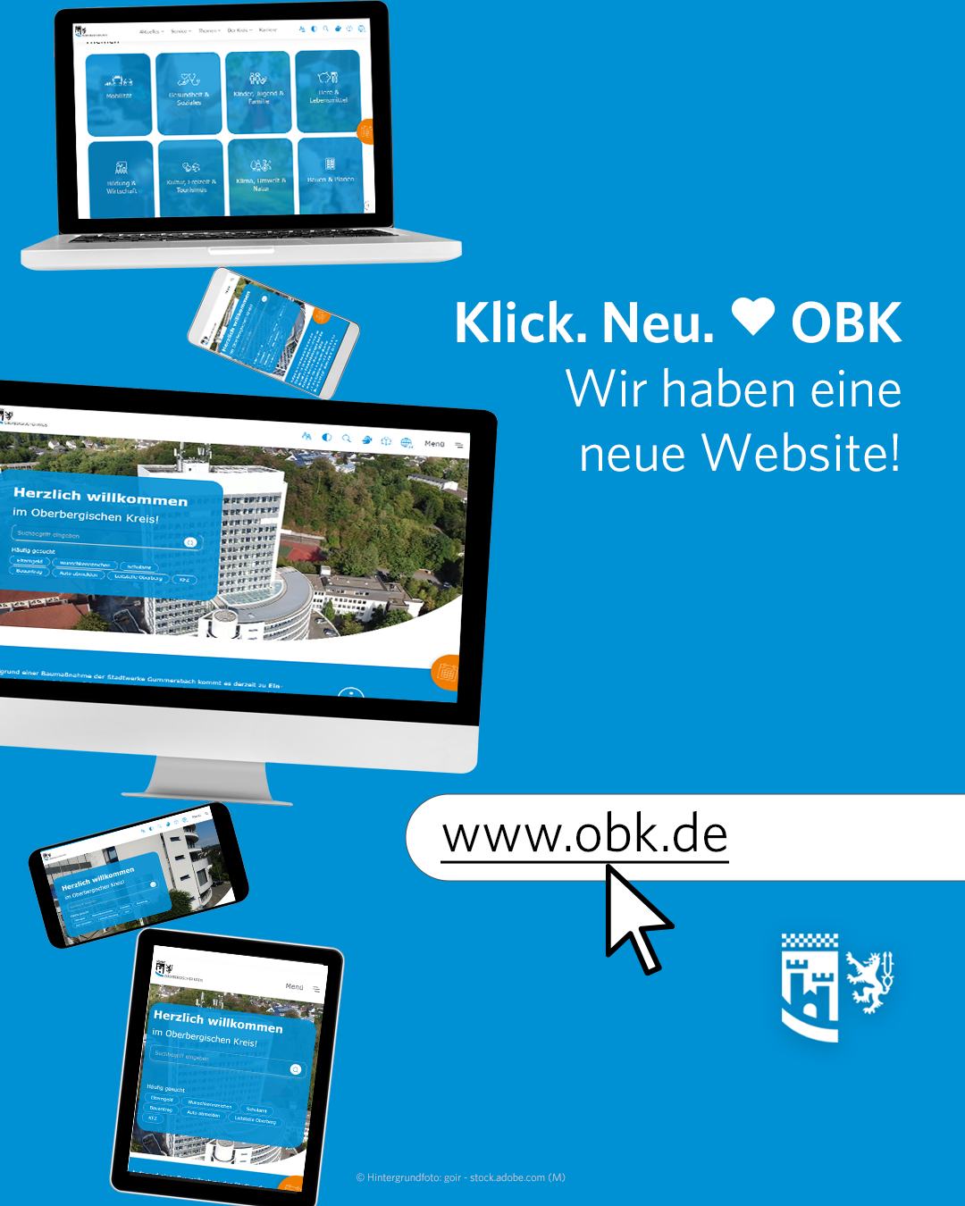 Klick. Neu. 🖤 OBK.de

Unsere neue Website ist online! 🎉💻 

Neben einem neuem und intuitiven Design findet Ihr jetzt eine übersichtlichere Struktur und überarbeitete Inhalte. Statt sich durch Zuständigkeiten zu klicken, führen die angelegten Themenbereiche schneller zu den passenden Informationen, Dienstleistungen und Ansprechpersonen. 👀 

Barrierefreiheit wird bei uns groß geschrieben! Neben Informationen in Leichter Sprache gibt es unter anderem Erklärungen in Gebärdensprache. 🤝 

Jetzt selbst entdecken und durchschauen: 
👉 www.obk.de 

#oberbergischerkreis #oberberg #meinschönsterlandkreis #obk #oberbergisch #oberbergischesland #kreisverwaltung #bergischesland