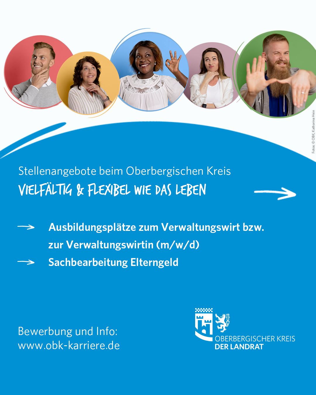 Mit unseren vielfältigen Aufgaben und individuellen Arbeitszeiten haben wir in jeder Situation den richtigen Job. Eines aber ändert sich nicht: Als verantwortungsvoller und empathischer Arbeitgeber geben wir immer ein rundum sicheres Gefühl.

Aktuell suchen wir neue Mitarbeitende für u. a. folgende Bereiche:

Ausbildungsplätze zum Verwaltungswirt bzw. zur Verwaltungswirtin (m/w/d)
⏳ Vollzeit, unbefristet
💶 Anwärterbezüge/ Ausbildungsbezüge in Höhe von monatlich 1.499,78 € (brutto)
📍 in Gummersbach
⏰ Bewerbungsfrist: 10.01.2027

Die Stelle richtet sich an Bewerbende mit Fachoberschulreife.

............

Sachbearbeitung Elterngeld
⏳ Vollzeit, unbefristet
💶 Besoldungsgruppe A 8 bzw. Entgeltgruppe 9a TVöD
📍 in Gummersbach
⏰ Bewerbungsfrist: 25.10.2026

Die Stelle richtet sich an Bewerbende mit der Befähigung für die Laufbahngruppe 1, zweites Einstiegsamt oder an Verwaltungsfachangestellte (m/w/d).

_________________________

Jetzt bewerben und/oder weitere Stellenangebote entdecken:

👉 www.obk-karriere.de/job-finden

_________________________

#mitunswirdsrund #stellenangebot #karriere #teamkreisverwaltung #oberbergischerkreis #meinschönsterlandkreis
