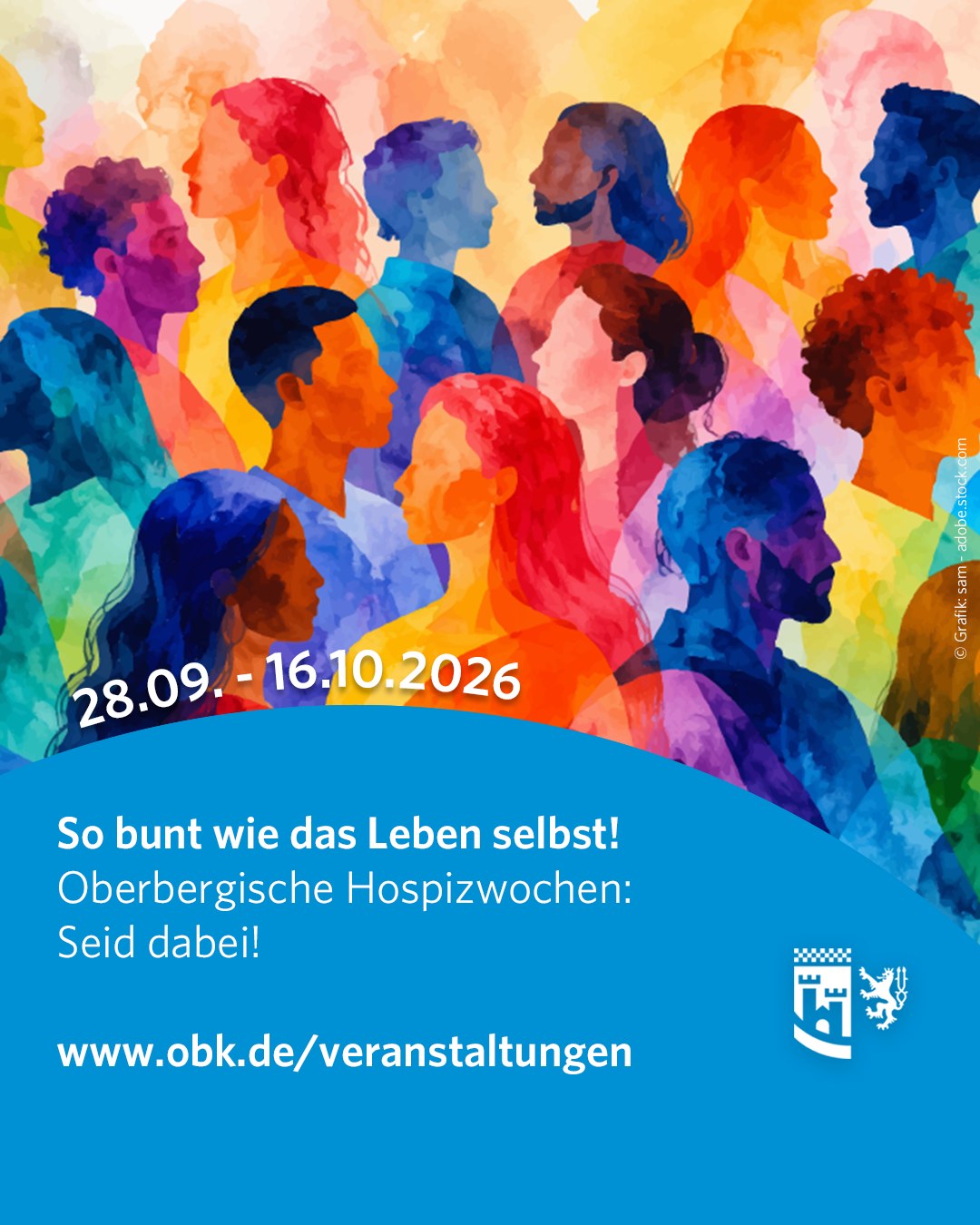 So bunt wie das Leben! 🌈

Unter diesem Motto stehen die Oberbergischen Hospizwochen 2026.

Vom 28.09. bis zum 16.10.2026 laden zahlreiche Hospizgruppen, Hospizdienste und die Spezialisierte ambulante Palliativversorgung (SAPV) im Oberbergischen Kreis dazu ein, sich mit den Themen Leben, Sterben, Tod und Trauer auseinanderzusetzen.

Dabei wird es ganz unterschiedliche Angebote in unterschiedlichen Kreisgebieten geben: 💬
✨ Workshops und interaktive Angebote
🎨 Ausstellungen und Kunstprojekte
📚 Vorlesungen und Fachvorträge
ℹ️ Informations- und Messestände
🎬 und zum Abschluss einen Film, der in Kooperation mit der VHS entstanden ist.

Denn Tod, Sterben und Trauer gehören zum Leben dazu, auch wenn es uns schwerfällt, darüber zu sprechen. Die Hospizwochen möchten Berührungsängste abbauen, informieren und zeigen, wie vielfältig Hospizarbeit sein kann.

👉 Entdeckt die Veranstaltungen in Eurer Nähe und seid dabei!

Das vollständige Programm und alle Termine findet Ihr unter:
www.obk.de/veranstaltungen

#oberbergischerkreis #oberberg #meinschönsterlandkreis #obk #oberbergisch #oberbergischesland #kreisverwaltung #bergischesland