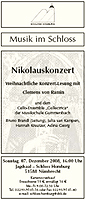 Titelseite des Flyers zum Nikolauskonzert am 07.12.2008 auf Schloss Homburg