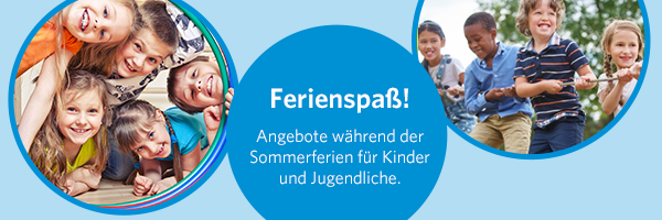 Banner zum Ferienspaß. (Foto links: C2xSamara.com - Fotolia, Foto rechts: Robert Kneschke)