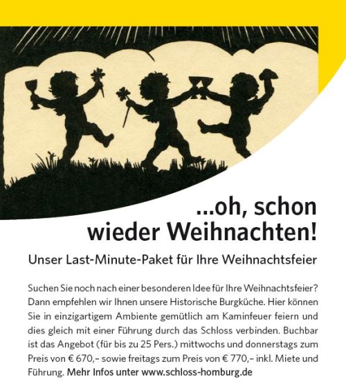 Plakatauschnitt "Weihnachtsfeier - Last Minute Angebot" (Foto: Museum und Forum Schloss Homburg).