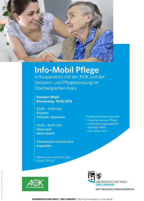 Flyer "Info-Mobil Pflege" in Wiehl. (Flyer: OBK)