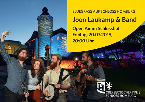 Titel der Postkarte zum Bluegrass Open Air auf Schloss Homburg (Foto/ Grafik: OBK)