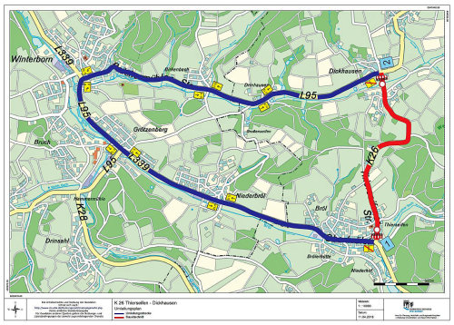 Umleitungsplan zur Sanierung der K 26 (Foto/ Grafik: OBK)