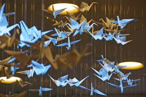 Auch Papier-Kraniche in faszinierender Origami-Technik sind in der Neuen Orangerie zu bewundern (Foto: OBK)