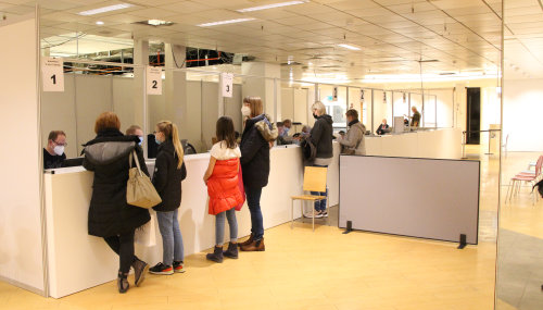 Anmeldebereich in der Impfstelle Gummersbach. (Foto: OBK)