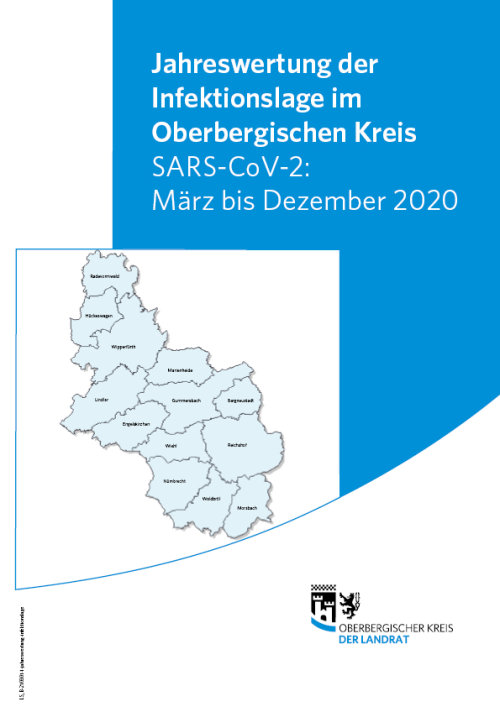 Deckblatt des Berichts „Jahreswertung der Infektionslage im Oberbergischen Kreis“. (Grafik: OBK)
