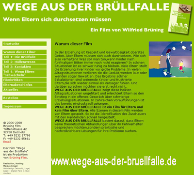 Homepage www.wege-aus-der-bruellfalle.de mit Link zu dieser Homepage