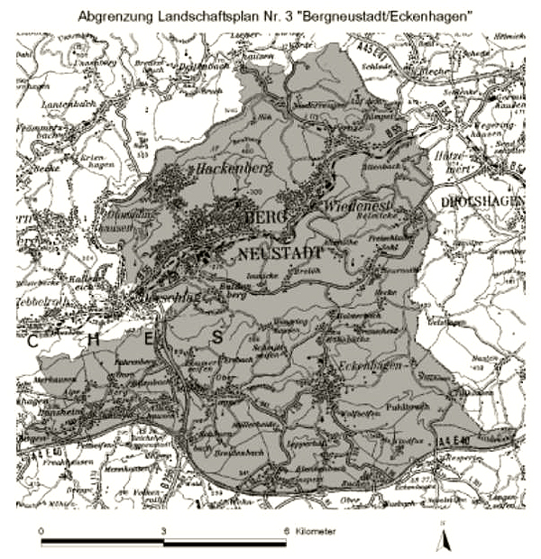 Übersichtskarte Abgrenzung des Landschaftsplanes Nr. 3 - Bergneustadt/Eckenhagen - 