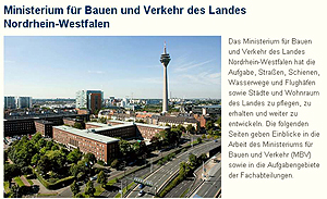 Ausschnitt aus der Homepage des Ministeriumsw f&uuml;r Bauen und Verkehr des Landes NRW