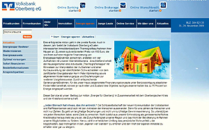 Ausschnitt aus der Internetseite "Energie für Oberberg" der Volksbank Oberberg eG