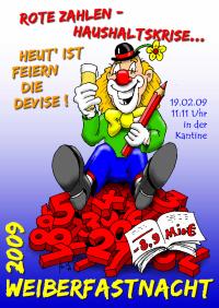 Motto-Plakat der Weiberfastnachtsveranstaltung 2009 der Kreisverwaltung
