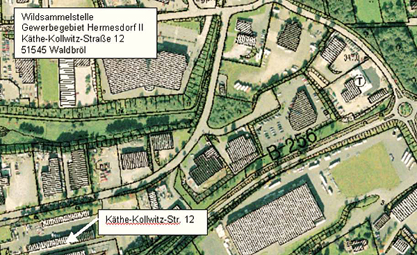 Lageplan der Wildsammelstelle Waldbröl
