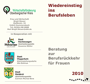 Ausschnitt aus dem Flyer zum Beratungstag "Wiedereinstieg in das Berufsleben"