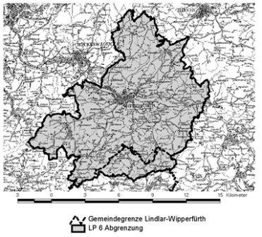 Verkleinerte Darstellung des Übersichtsplans - Gemeindegrenze Lindlar-Wipperfürth - 