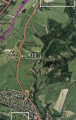 Lageplan Kreisstraße 13 zwischen Wipperfürth-Neye und Oberröttenscheid