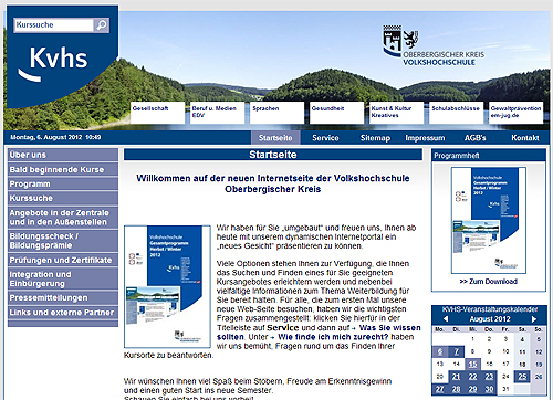 Das Herbstprogramm 2012 der KVHS im Internet(Foto:OBK)