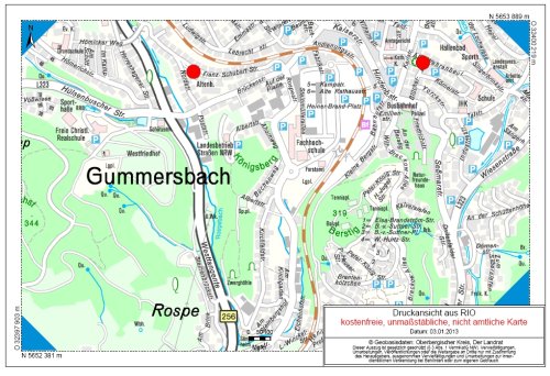 Auszug Stadtkarte Mit Pflegeeinrichtungen (Foto:OBK)