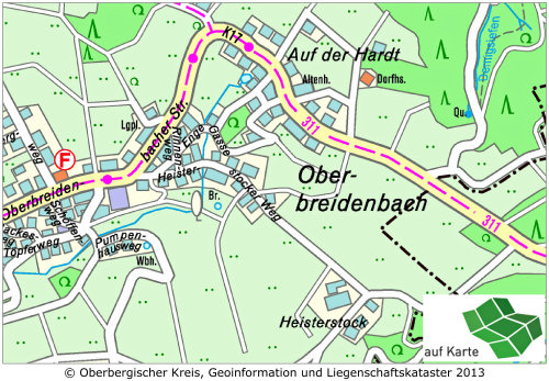 Kartenausschnitt Nümbrecht/Auf der Hardt. (Karte: RIO)