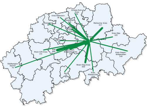 Größte Zu- und Fortzüge insgesamt im Oberbergischen von innerhalb NRW und Kreis Altenkirchen (Foto:OBK) Größte Zu- und Fortzüge insgesamt im Oberbergischen von innerhalb NRW und Kreis Altenkirchen (Foto:OBK)