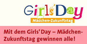 Logo Girls Day aus einem Flyer mit Link zur Homepage des Girls Day