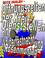 Logo Öffnungszeiten der Kreisverwaltung an Weiberfastnacht und Rosenmontag