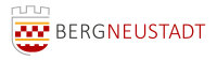 Logo mit einem Wappen links und dem Text 'BERGNEUSTADT' rechts. Das Wappen zeigt stilisierte Zinnen, rote und gelbe Balken sowie ein Schachbrettmuster.