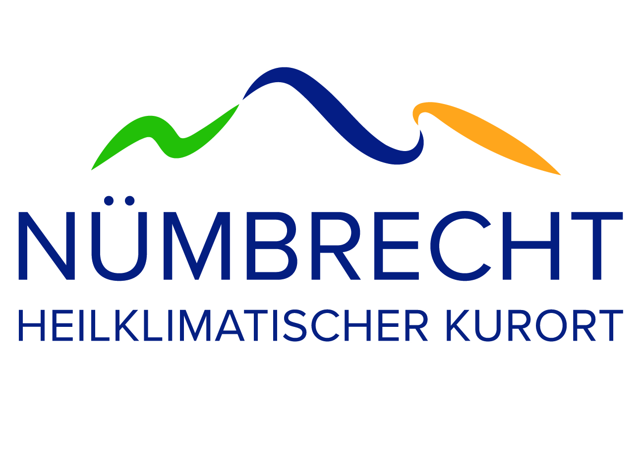 Logo mit geschwungenen Linien in Grün, Blau und Orange, darunter der Schriftzug 'NÜMBRECHT' in Blau und 'HEILKLIMATISCHER KURORT' in Großbuchstaben.