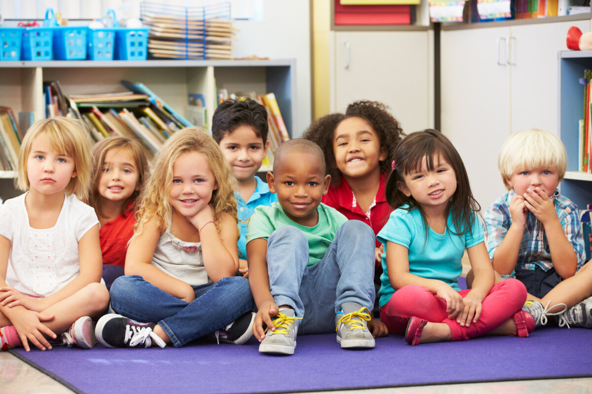Group of Elementary Pupils In Classroom