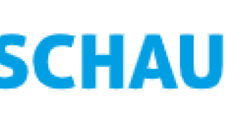 Das Logo zeigt den Schriftzug 'SCHAU HIN' in blauer Schrift. Links daneben befindet sich ein Quadrat mit einem blauen Ausrufezeichen auf weißem Hintergrund.