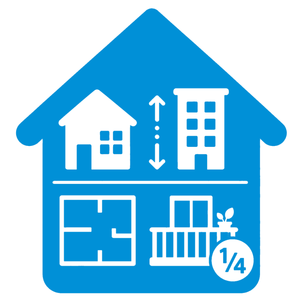 Illustration des Gebäudetyps und der Wohnungsgröße in Bezug auf den Mietspiegel