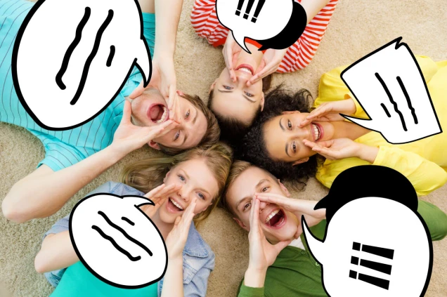 smiling people lying down on floor and screaming