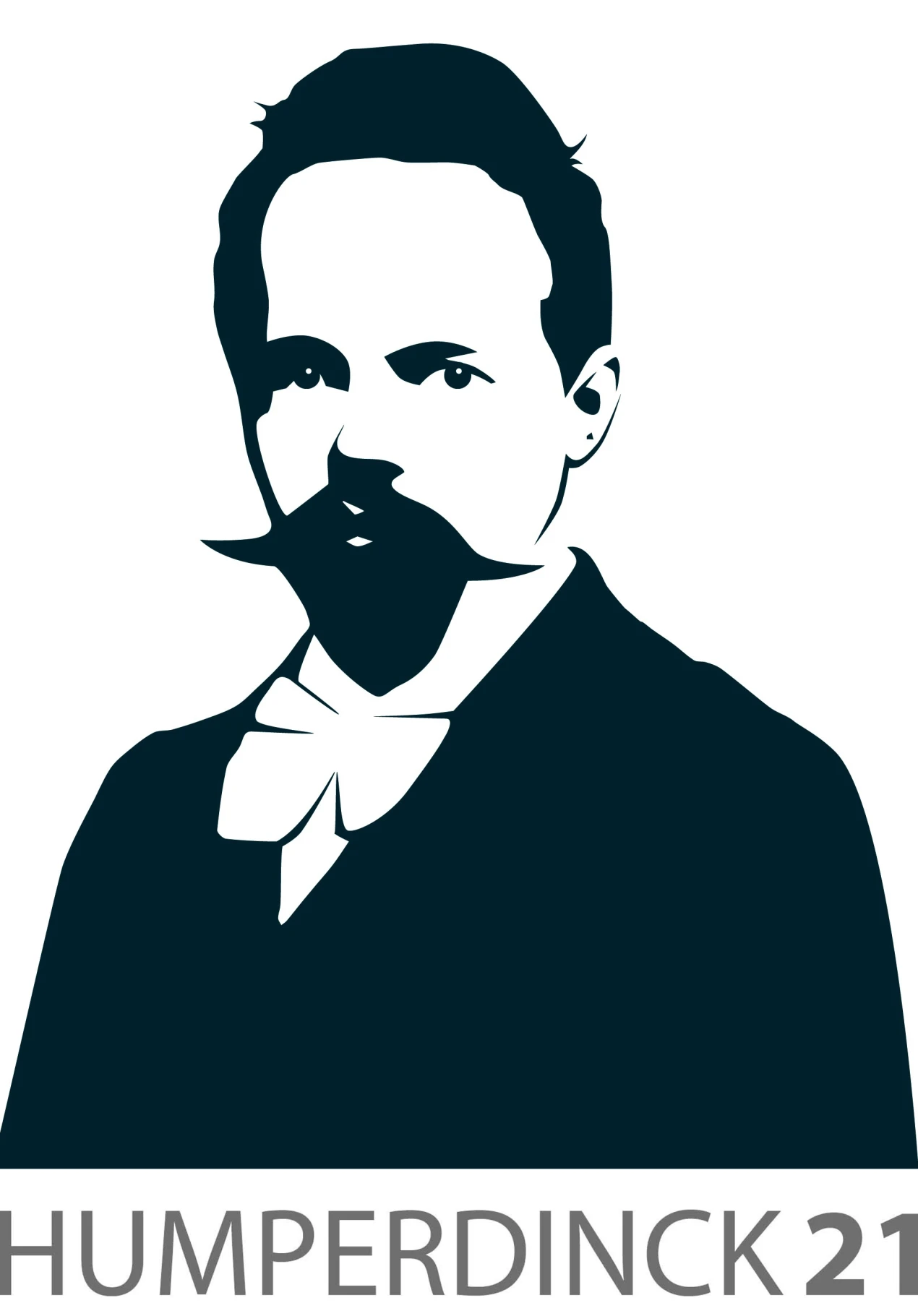 Mit dieser markanten Silhouette des Komponisten wirbt Schloss Homburg für die Ausstellung und die Erlebniswanderung zu Engelbert Humperdinck (Grafik: Humperdinck21)