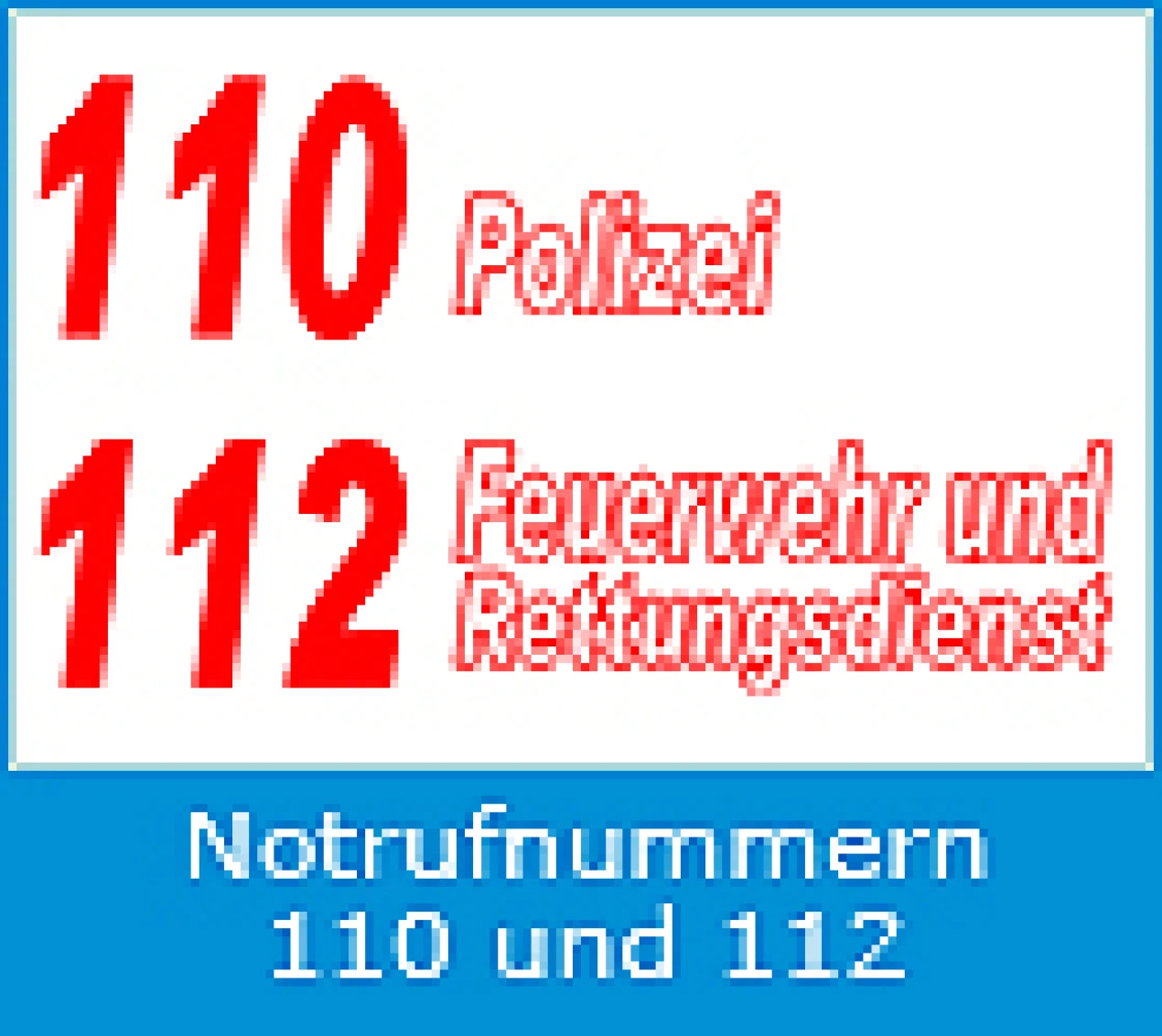 Logo Notfallnummern 110 Polizei und 112 Feuerwehr und Rettungsdienst