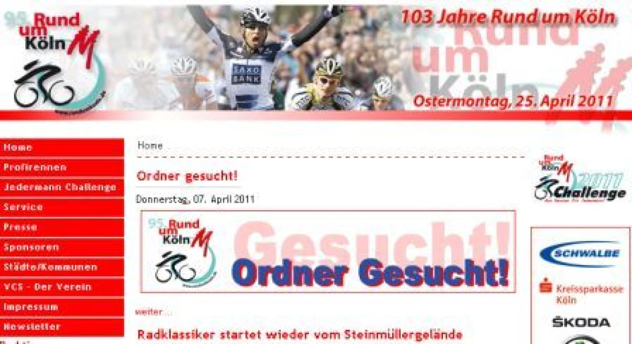 Verkleinerte Darstellung der Homepage "Rund um Köln" mit Link zur Homepage