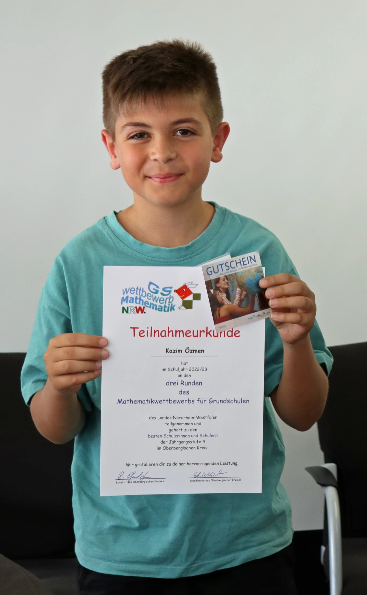 Kazim Özmen (GGS Stadt Radevormwald) gehörte mit 36 Punkten zu den erfolgreichsten Mathekindern. (Foto: OBK)