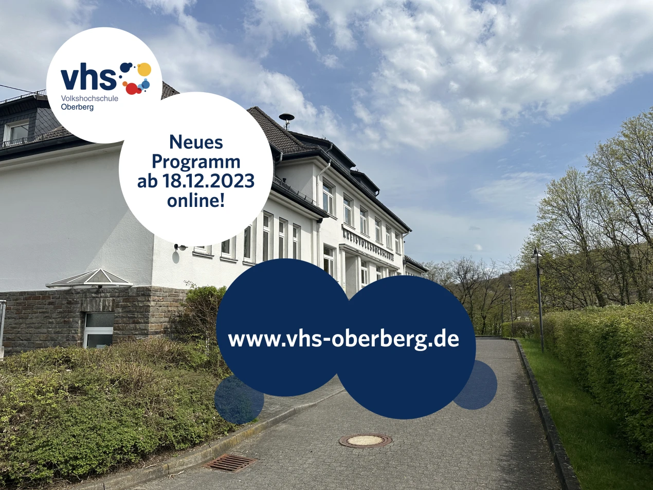 Das neue und vielfältige Programm der VHS-Oberberg ist ab 18.12.2023 online. (Foto/Grafik: OBK/VHS Oberberg)