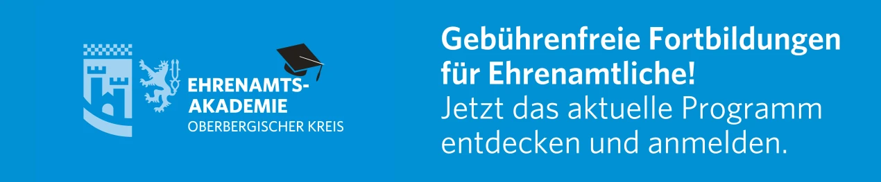 Die Ehrenamts-Akademie des Oberbergischen Kreises wird für ihr gebührenfreies Halbjahresprogramm 2025, das im März startet. (Grafik/ Foto: OBK)