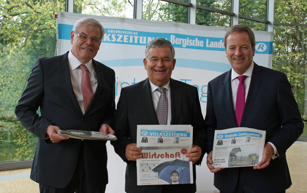 Helmut Heinen, Herausgeber der Kölnischen Rundschau; Landrat Hagen Jobi und Michael Garvens, Vorstand der Geschäftsführung der Flughafen Köln/ Bonn GmbH (Foto:OBK)