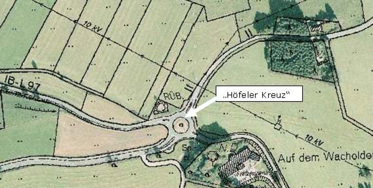 Kartenausschnitt aus RIO mit dem "Höfeler Kreuz"